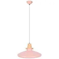 Nowa LED Hängeleuchte, pink, Metall, Holzoptik, H 150 cm