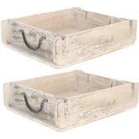 Novaliv 2x Holzkiste Vintage Weiß 30 x 25 x 8 cm Alte Ziegelform Holz Groß Allzweckkiste aus recyceltem Altholz Jede Form EIN Unikat – Vintage Kiste Deko