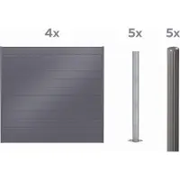 GAH Alberts Dichtzaun ALBERTS "Palitio, Profilhöhe 150 mm", grau (umbragrau ral 7022, zum aufschrauben), H:180cm, Aluminium, Zaunelemente, Dichtzaun, Aluminium, verschiedene Dekore und Längen