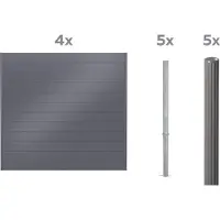 Alberts Sichtschutz Palitio als Set,umbragrau7022, zum Einbetonieren, Länge 8,00m, Profilhöhe 150mm