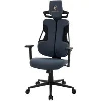 ML-Design Gaming Stuhl Blau aus Stoff, Ergonomischer Bürostuhl mit 3D Armlehne, Kopfstütze Lordosenstütze, individuell einstellbar