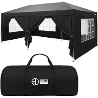 ECD-Germany Pavillon 3x6 m Schwarz, Wasserdicht Stabil Winterfest, Pop Up Faltpavillon, Gartenpavillon, Gartenzelt klappbar, Partyzelt Outdoor