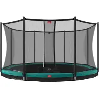 Berg Bodentrampolin Favorit InGround 430 + Sicherheitsnetz Comfort Grün