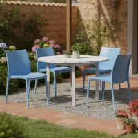 Dmora Grover - Gartenstuhl, Blau, 4 Stühle Italy