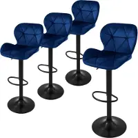 ML-Design | Set mit 4 Barhockern Leah aus Samt Blauw Fluweel 41x110x47 cm | NADUVI
