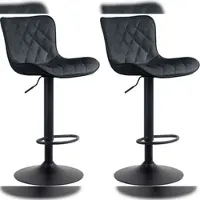 Décoshop26 - Set aus 2 schwarzen Barhockern aus Kunststoff mit schwarzen Metallbeinen höhenverstellbar drehbarer Sitz TDB10729