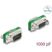 DeLOCK HF/EMI Entstörfilter D-Sub 9 Pin Stecker zu Buchse mit Tiefpass kapazitiv, D-Sub 9 pin, D-Sub 9 pin, Silber
