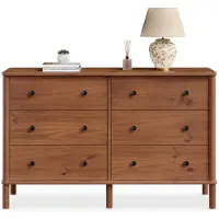 Idimex Kommode APOANA aus Massivholz mit 6 Schubladen, Kastanie farben – Sideboard mit viel Stauraum für Kleidung und Accessoires, Schlafzimmer Kommode aus Holz mit Metallauszug und skandinavischem Design