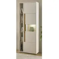 Furn.Design AKTENSCHRANK Set 2-teilig weiß, Eiche Wotan 70 x 200 cm, Regal-Vitrine-Kombination mit 5 Ordnerhöhen