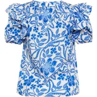 Usha Bluse Frauen weiß blau