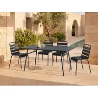 Vente-unique Gartentisch - L. 160 cm - Metall - Schwarz - MIRMANDE von MYLIA