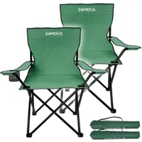 24MOVE Campingstuhl Faltstuhl, 2er Set, grün, mit Getränkehalter und Tragetasche Outdoor, faltbar max. 100kg, Anglerstuhl, Polyester
