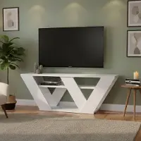 Dmora TV-Schrank Pegasus, Weiß, 110x30x40 cm, 2 Böden, 2 Fächer