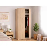 Dmora Kleiderschrank Deder, Kleiderbügel für Schlafzimmer, Kleiderschrank mit 2 Flügeltüren, 81x52h184 cm, Eiche