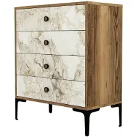 Dmora Kommode Aether, Mehrzweckkommode, Schlafzimmerkommode, Schrank mit Schubladen, 76x40h91 cm, Nussbaum und Weißer Marmor