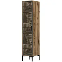 Dmora 1-Tür MehrzweckschrankDnuytinc, Multifunktionale Möbel, Schuhschrank, Besenschrank, 48x40h201 cm, Walnuss und Anthrazit