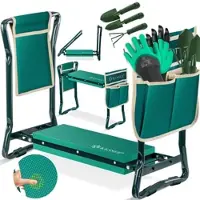 Kesser 2 in 1 XXL Kniebank für Gartenarbeit Gepolstert Sitzunterlage Eva-Schaumkissen Gartenhocker Klappbar Inkl. 2x Werkzeugtasche Gartenbank Höhenverstellbar 60 x 50 x 27 cm bis 150 kg