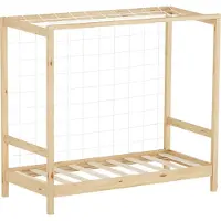 ML-Design Kinderbett Fußballtor, 70x140 cm, Natur, Einzelbett für Kinder, Holzbett mit Lattenrost & Tornetz, Jugendbett aus Kiefernholz, Handballtor