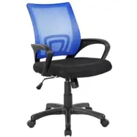 Dmora Bürostuhl Dgell, Mesh-Arbeitsstuhl mit Armlehnen, Ergonomischer Bürositz, 59x54h90/100 cm, Schwarz und Blau