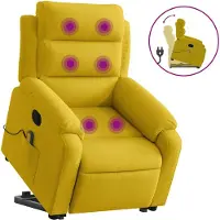 vidaXL Massagesessel mit Aufstehhilfe Gelb Samt