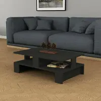 Dmora Couchtisch Eridanus 80x50x27,5 cm Schwarz mit Ablage