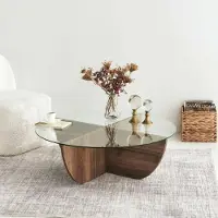 Dmora Couchtisch Phoebe 90x90x30 cm Braun mit Zeitschriftenfach
