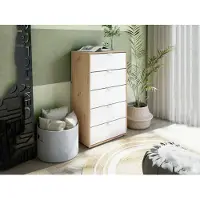 Dmora Kommode Crosby 60x40x109 cm Weiß, 5 Schubladen