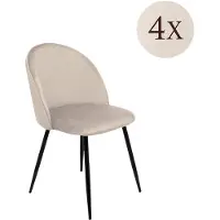 Dmora Stuhl Stinson Grau 4 Stühle gepolstert, 120 kg Tragkraft