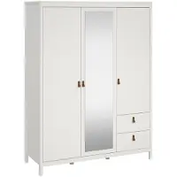 Dmora Kleiderschrank 3 Türen Helise, Schlafzimmermöbel, Schrank, Garderobe, 150x58 h199 cm, Weiß