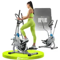 Hop-Sport Cross Stepper für zuhause HS-400B Icon Grau - 2-in-1 Crosstrainer und Stepper mit Trainingscomputer - innovatives Trainingsgerät