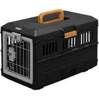 IRIS OHYAMA , Kiste, Käfig, Transportbox für Hund, Katze, 2 Türen, L55 x T31.5 x H36.4 cm, FC-550, Schwarz