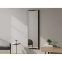 Dmora Spiegel Alp 50x160 cm Schwarz, Struktur aus Glas