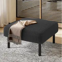OKWISH Fußhocker Cordstoff Grau 56x51x39 cm mit Metallgestell, gepolstert, werkzeugfrei montierbar