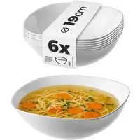 Kadax 6x Salatschüssel 19cm Glasschüsseln für Suppensnacks Set Weiß
