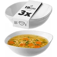 Kadax 3x Salatschüssel 19cm Glasschüsseln für Suppensnacks Set Weiß