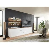 Freiraum Wohnwand >Core< (3-teilig) in weiß supermatt / Artisan Nachbildung - 240x77x44 (BxHxT)