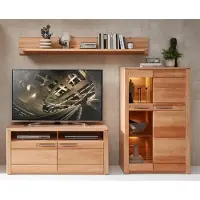 Freiraum Wohnwand >Nature One< (3-teilig) Kernbuche teilmassiv - 260x170x45cm (BxHxT)