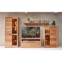 Freiraum Wohnwand >Nature One< (4-teilig) Kernbuche teilmassiv - 350x203x45cm (BxHxT)
