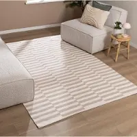 FRAAI Baumwollteppich - Dazzle Blocks Beige Weiß 200x290 cm