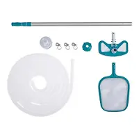 Bestway Poolpflege Basis-Set AquaClean mit pumpenbetriebenem Poolsauger & Kescher für Poolgrößen bis 610 cm