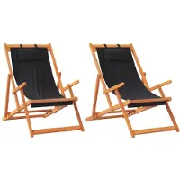 vidaXL Klappstühle, 2 Stück, schwarzer Stoff