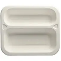 Papstar 100 Siegelschalen, Zuckerrohr 2-geteilt, weiss 825 ml - 4,2 cm x 18,5 cm x 23,5 cm