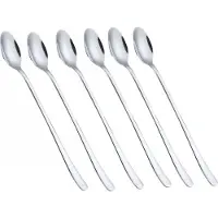 KINGHOFF Cocktaillöffel, 6 Stück, für Latte Macchiato, KH-1340, glänzend