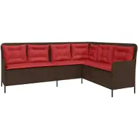 vidaXL Gartensofa mit Kissen L-förmig Braun Polyrattan