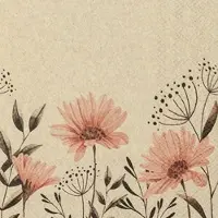 Home Fashion , Delicate Flowers, Cocktail-Servietten aufgefaltetes Maß 25 cm x 25 cm, im Viertelfalz, 20 Stück pro Pack, 12 Pack pro Karton