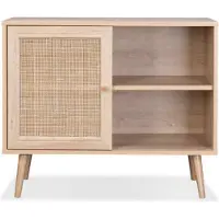 Sweeek - Sideboard mit Holzoptik und Rattan-Geflecht B 120 cm - Natur