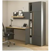 Furn.Design Schreibtischkombination 3-teilig grau matt, Eiche, Büromöbel mit viel Stauraum | Gr.: onesize