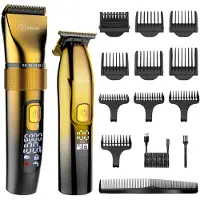 Hatteker profi Haarschneidemaschine Set Haarschneider Pflegesets Bartschneider Herren T-förmiger Präzisionstrimmer IPX7 Gold
