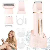 Hatteker Epilierer HT-597 4-in-1 Rasierer für Damen, Trimmer, Gesichtstrimmer, wasserdicht Rosa