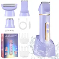 Hatteker Epilierer HT-597 Trimmer, Gesichtstrimmer,Rasierer für Damen, 4-in-1, wasserdicht Lila